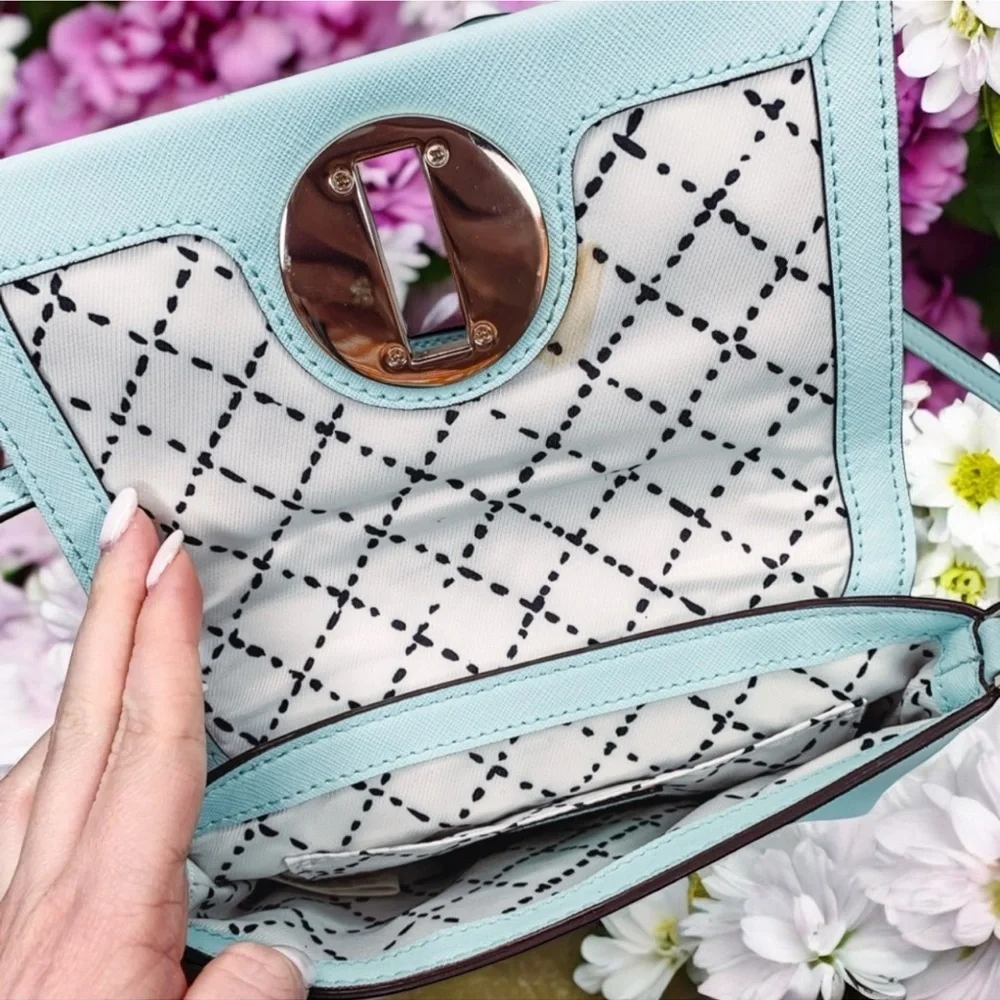 Kate Spade Light Blue Crossbody Bag with Gold Accents